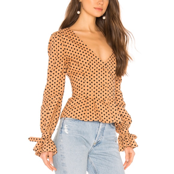 NWT Majorelle Claire Top in Tan & Black Dot Top - Picture 2 of 6